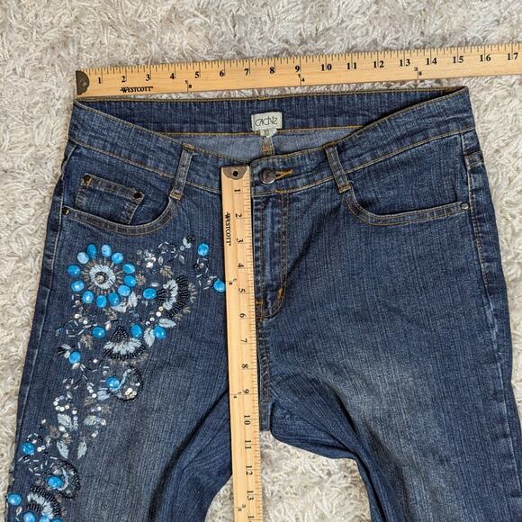 Vintage Cache Beaded Embroidered Embellished Medium/Dark Wash Jeans Size 10 - Picture 6 of 12